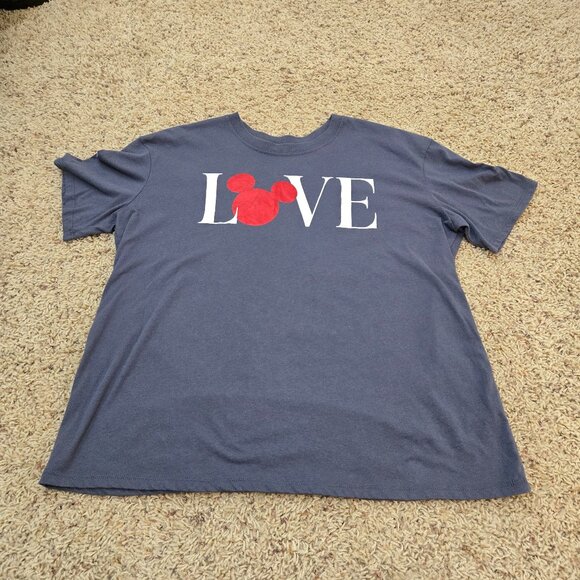 Disney Mickey Mouse Love Red Woman’s Plus Size 2XL Shirt Grey Disney World - Picture 1 of 6